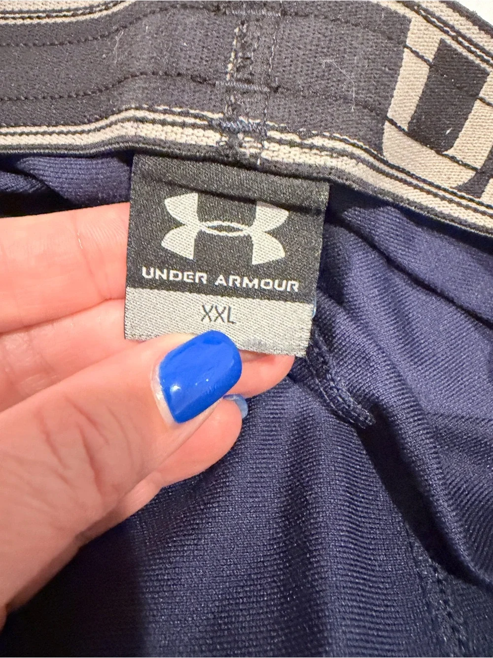Under Armour Men's Navy Athletic Shorts with Gray Side Panels